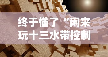终于懂了“闲来玩十三水带控制源码”附透视挂详细教程